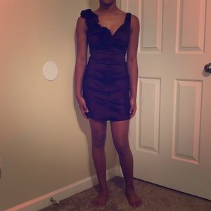 Burgundy one shoulder  evening dress